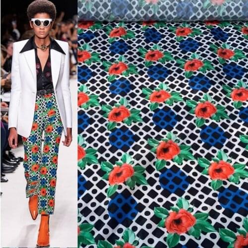 Summer Imitation Silk Sewing Dress Brand Digital Printing Fabrics Cloth Fashion Custom Handmade DIY Clothing Materials Per Yard