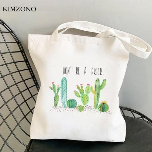 Cactus shopping bag reusable cotton shopping handbag eco bolso bag fabric jute string boodschappentas cabas