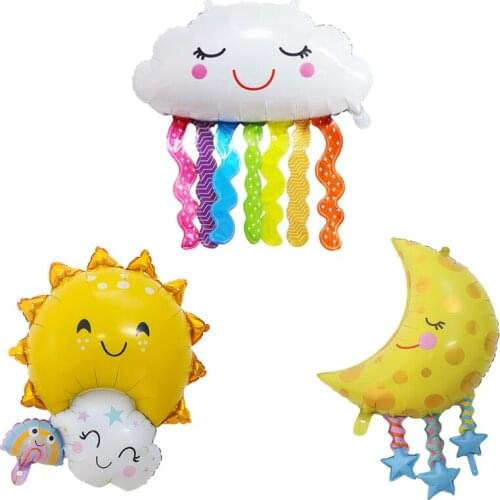 Sun Rainbow Smile White Cloud Balloons Birthday Party Wedding Go Hiking Decoration Foil Helium Balloon Baby Shower Christmas Toy
