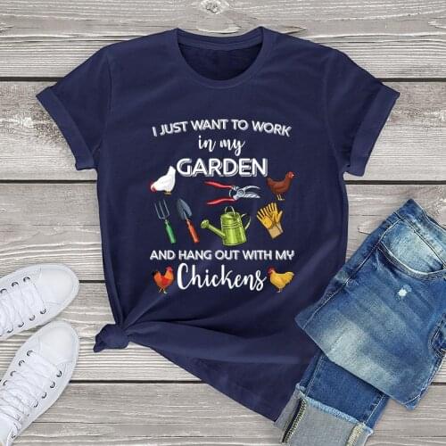 I Just Want To Work In My Garden And Hang Out With Chickens Graphic womens t shirt farmer Unisex T-Shirt men women kawaii tops