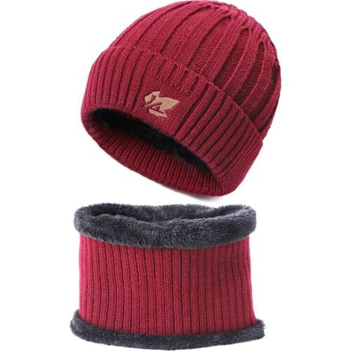 Winter Beanies Hat Scarf Set For Women Men Keep Outdoor Warm Plush Knitted Soft Ribbed HatRing Scarves 2Pcs Set With Lining