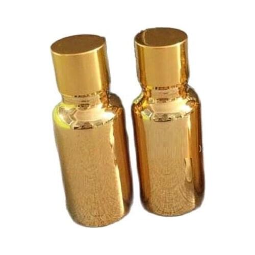Golden Glass Bottle with Screw Cap Inner Plug 10ML 15ML 20ML 30ML Cosmetics Packaging Gold Essential oil Bottles 20 pieces/Lot