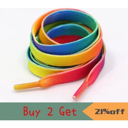 1Pair Colorful Laces Rainbow Gradient Print Flat Canvas Shoe Lace Shoes Casual Chromatic Colour Shoelaces 80CM/100CM/120CM BC-1