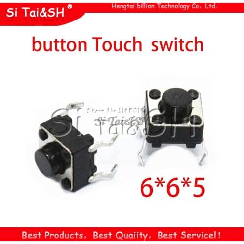 100pcs button Touch switch 6*6*5 keys button DIP 4pin 6*6*5mm Light touch switch DIP4 /OFF Touch 6x6x5 High quality