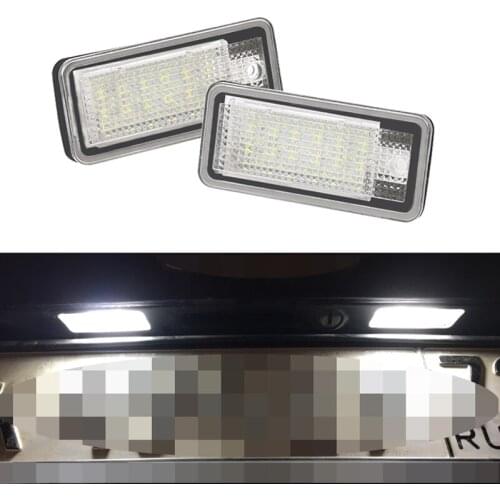 2Pcs Error Free LED License plate lights For Audi A3 S3 A4 S4 A6 S6 A8 S8 Q7 Rs4 A5 S5 A8 S8 White Canbus License plate light