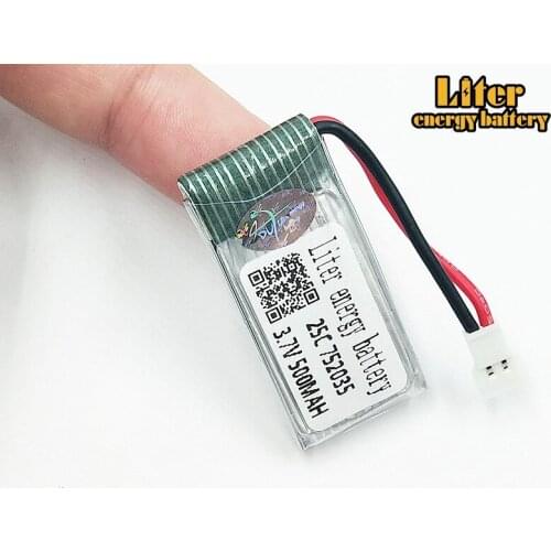20 pcs/lot 3.7V 500mAh Lipo battery Hubsan H107D FY310B m62R Di Feida DFD F180 RC Helicopter 752035 XH Plug 25C