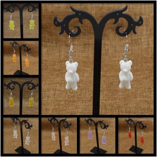 2020 New Fashion Color Transparent Candy Color Plastic Bear Earrings Jewelry Earrings Female Fashion Earrings