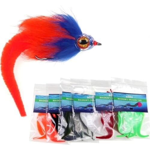 5PCS/Pack Size S Magnums Dragon Tail for Pike Musky Strearmer Fly Saltwater Fishing Bait Fish Fly Tying Material