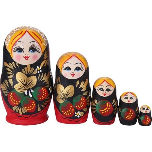5 Layers Wooden Strawberry Girls Russian Nesting Dolls Matryoshka Hand Paint Doll for Baby Children Gift Poupées gigognes russes