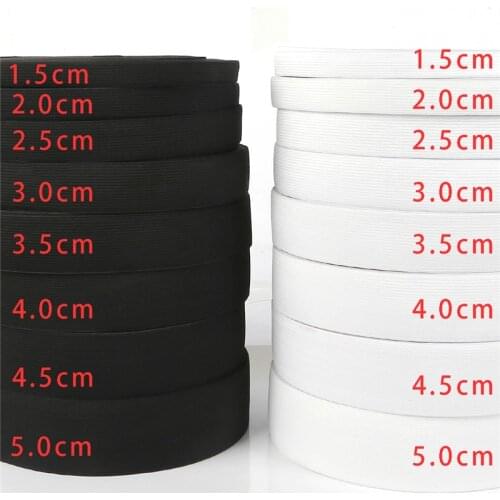 5yards/lot Black/White Flat Thin Wide Elastic Rubber Band Clothing Accessories Nylon Webbing Garment Sewing Accessories