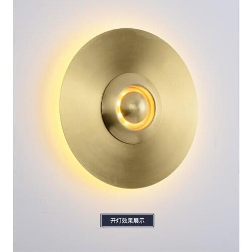 American country wall lamp Full copper retro wall lamp bedside study room living room pure copper glass wall lamp American LED