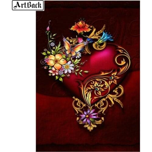 ArtBack 5d diy diamond painting heart flower sticker full square 3D diamond mosaic resin diamond embroidery crafts kit