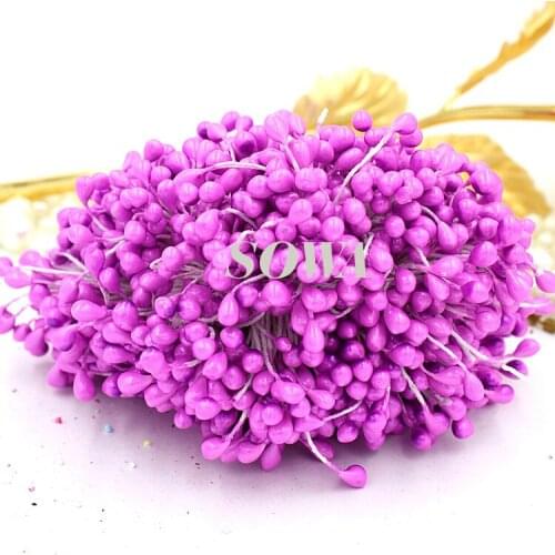 Free shipping 5mm 900pcs double heads pearl flower pistil stamen flower Purple color Sugar Craft Millinery Cake Wholesale
