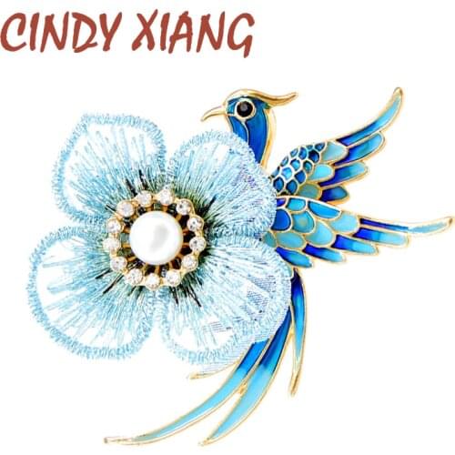 CINDY XIANG Rhinestone Phinex Brooches for Women Enamel Bird Pin Peacock Fashion Brooch New 2020 Wedding Jewelry 2 Colors Choose