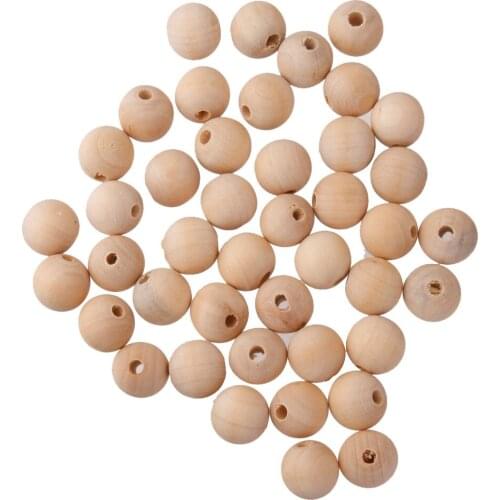 50pcs Big Hole Natural Round Wood Spacer Beads For Jewelry Making Craft 5-20mm