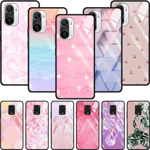 Sparkling Tempered Glass Phone Case For Xiaomi Redmi Note 9s 8 10 k30 k40 Pro Plus 10s 7 8t 9t 9a 9 Smartphone