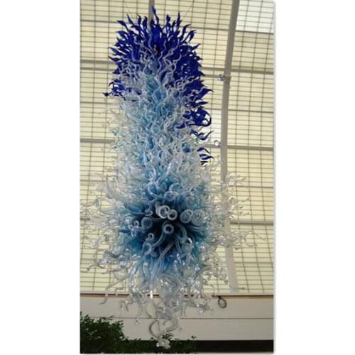 Chihuly Shade Blue 100% Hand Blown Glass Chandelier Lightings Hotel Ground Floor Chandelier