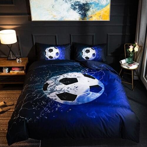 Bedding Set 3D Football Prited Duvet Cover Pillowcase Boys Girls Three-piece Bed Linen US AU EU Size Queen Double Bedclothes