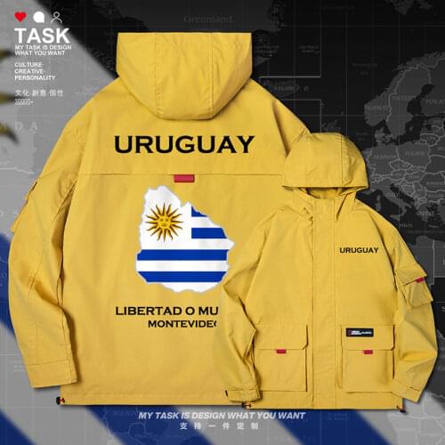 Uruguay Uruguayan URY men jacket hooded map nation flag coat jackets printed mens windbreaker trench coat men clothes autumn