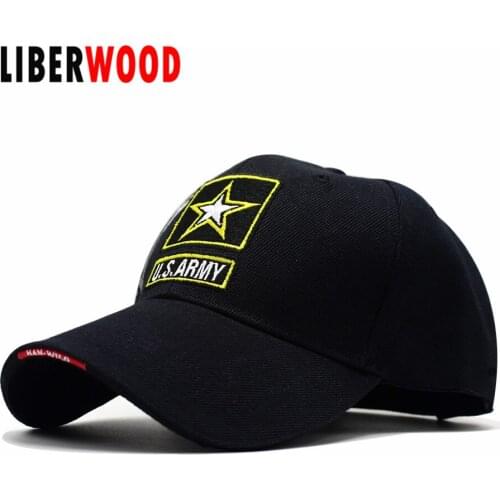 LIBERWOOD US Army Premium Quality Only Vintage Army Star baseball cap Structured Front Side Back and Visor Embroidered Hat Cap