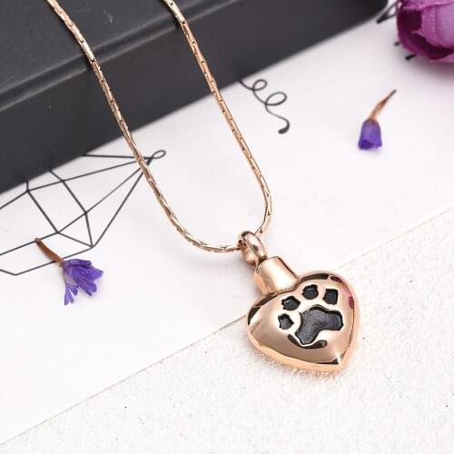 Love Dog Cat Paw Engraved Cremation Jewelry Urn Necklace for Ashes Memorial Ashes Holder Keepsake Lost Pet Dog