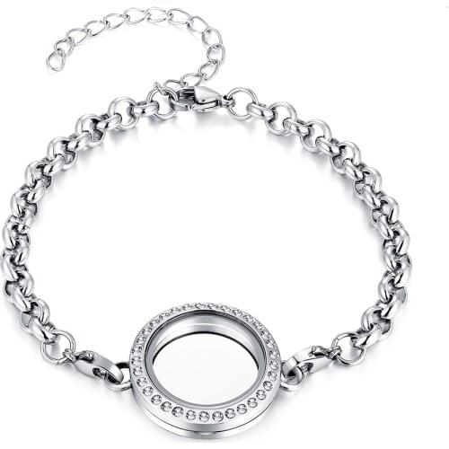 2019 new Czech crystal surgical 316L stainless steel magnet floating charm memory living glass locket bracelet