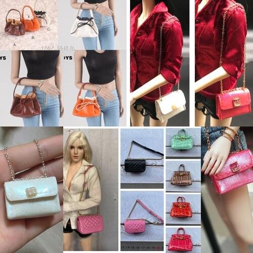 1/6 Scale Figure Scene Accessory Leather Bucket Bag Womens Handbag Shoulder Messenger Bag Model for 12 inches Action Figure
