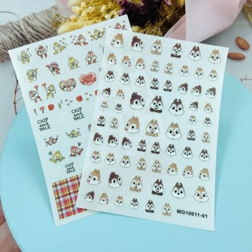 Fashion Hot Sell DIY Japanese Style Thin Light Traceless Nail Stickers Lovely Carton Squirrel Dry Nail Decals Nail Art Manicure