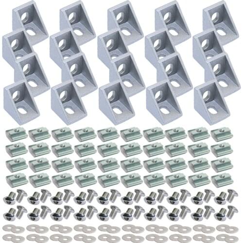 2020 Series Aluminum Profile Connector Set, Corner Bracket, T Nuts and Screw Bolt for 20S Aluminum Rail Accessories Slot 6mm