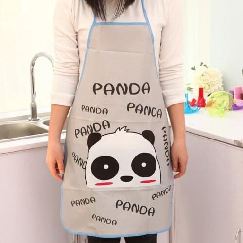 PVC Cartoon Panda Chef half apron Household Cleaning tool Woman kitchen restaurant cooking aprons