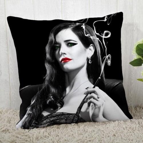 Custom Pillow Cases Eva Green Square Pillowcase Christmas Zippered Pillow Cover 40*40cm,45*45cm(One Side)