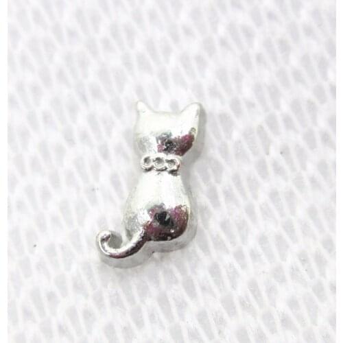 New 20pcs/lot Silver Cat floating charms living glass memory floating locket diy jewelry charms
