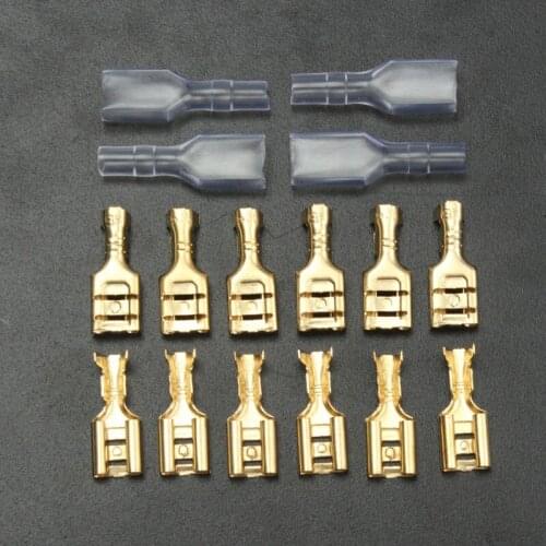 100set Copper 6.3mm Female Spade Crimp Terminals 22-16AWG 0.5mm Thickness Promotion