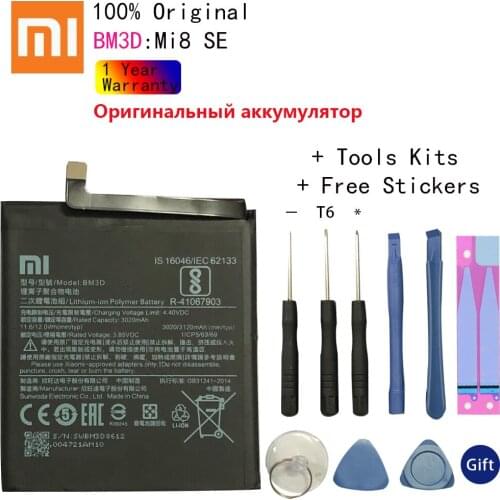 Original Xiao mi BM3D Phone Battery for Xiaomi Mi 8 SE Replacement Batteries Xiomi bateria Mi8 SE 3020mah