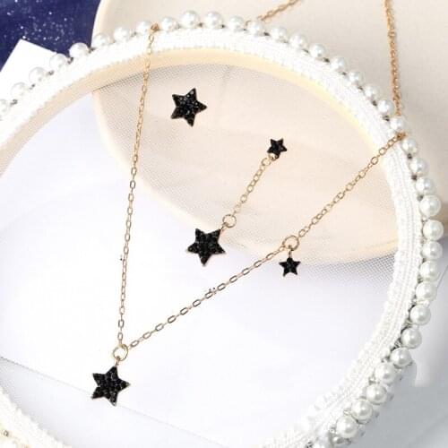 Star Choker Necklace Women Bohemian Style Black Zircon Pendant Chain Necklaces Womens Jewelry Accessories Collares Kpop