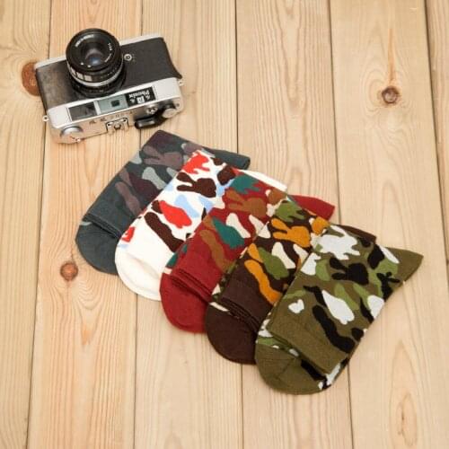 Peonfly Funny Happy Winter Men Cotton Man Camouflage Leisure Time Barrel Trendsetter Male Socks Army