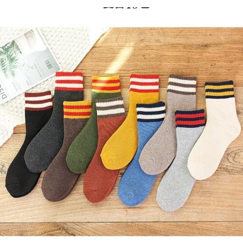 Thick Terry Socks Korean Cartoon Stripe Candy Color Womens Cotton Thickened Warm and Comfortable Womens Cotton Socks