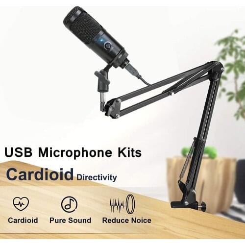 Professional Studio Condenser Microphone Stand Gaming Podcast USB Microphone for PC Computer Streaming Recording Mic Singing