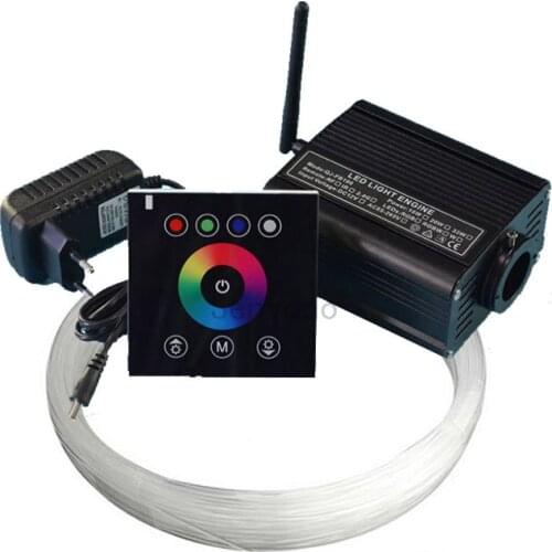RGBW LED 16W fiber optic light engine driver with 2.4G wireless wall switch touch controller + 300PCS 0.75mm 2m optical fiber