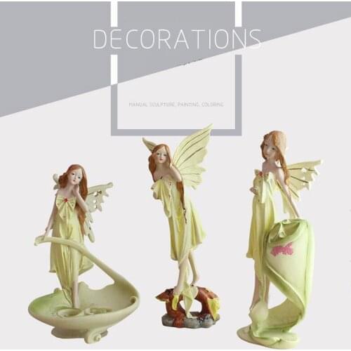 Luxury Resin Beautiful Angle Figurines Office Ornaments Resin Girl Figure Wedding Gift Home Decor