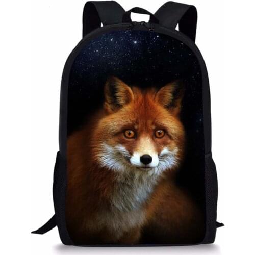 Fox Backpack College Student School Bags for Teenagers Denim Fox Printed Mochila Casual Book Bag Travel Daypack