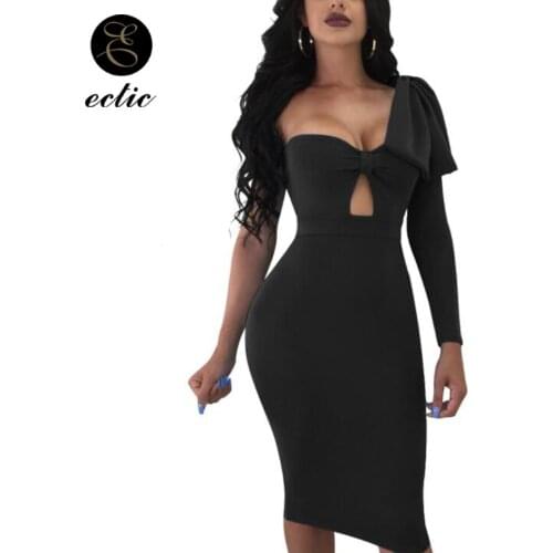 Sexy Dresses Party Night Club Dress One Shoulder Robe Femme Ete 2021 High Waist Midi Women Dress Knot Elegant Evening Sukienka