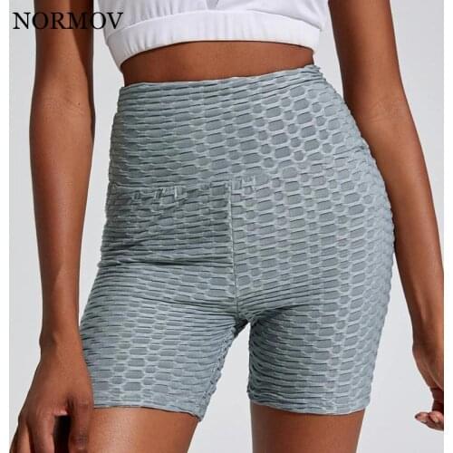 NORMOV Seamless High-Waist Shorts Women Sexy Stretch Fitness Shorts Breathable Peach Hip Quick-Drying Running Leggings Casual