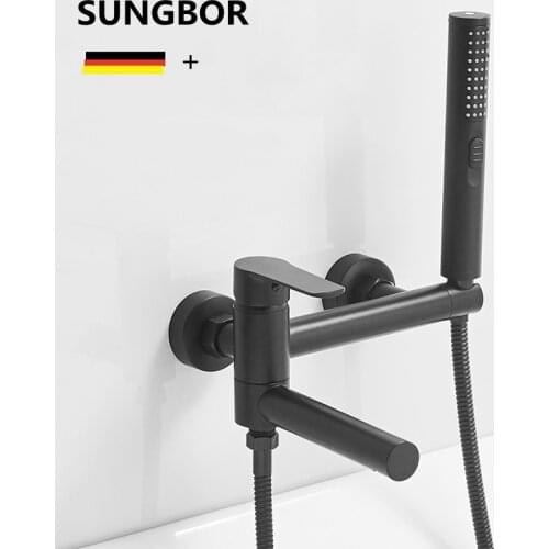 Bathroom Bathtub Faucet Single Handle Waterfall Mixing Spout With Hand Shower Wall Mounted Bathtub Faucet KL-3022H