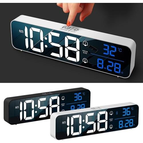 Led Alarm Clock Watch Electronic Table Big Numbers Large Display Digital Desk Clocks Home Decor Modern Design