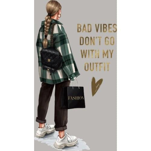 Girl Iron On Transfer Tops Fashion Vinyl Diy Heat Transfer Appliqued Iron On T-Shirt Dresses Jeans Patch