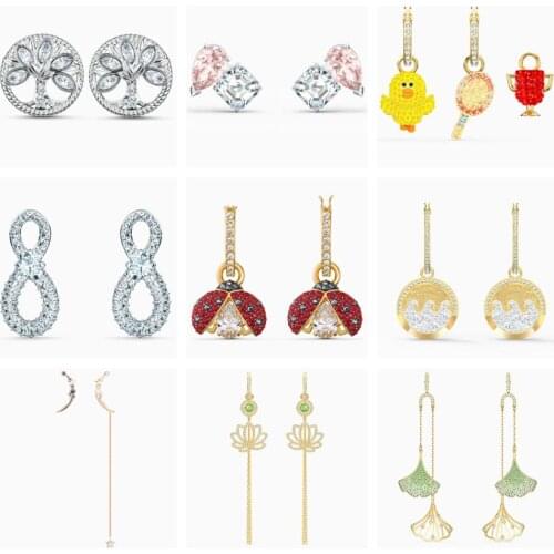 High Quality Original SWA Earrings STARRY NIGHT MOON ATTRACT SOUL INFINITY MINI SPARKLING DANCE LADYBUG Woman Jewelry Gift
