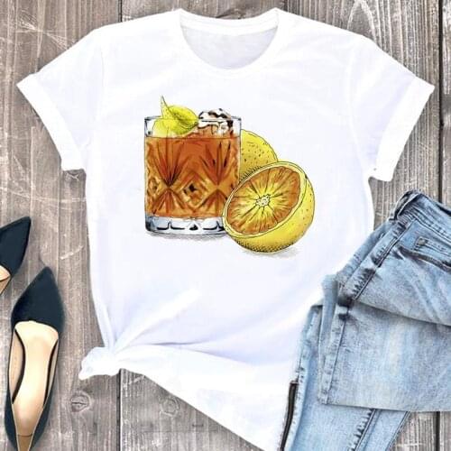 Women Clothes Cartoon Orange Sweet Cute Fruit Fashion Short Sleeve Clothing Summer Print Tshirt Female Tee Top Graphic T-shirt