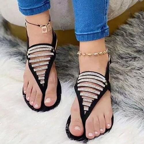 Bohemia Plus Size Women Sandals Ladies Sandalias T-tied Low Heels Ankle Strap Female Summer 2020 Beach Casual Clip Toe Shoes New