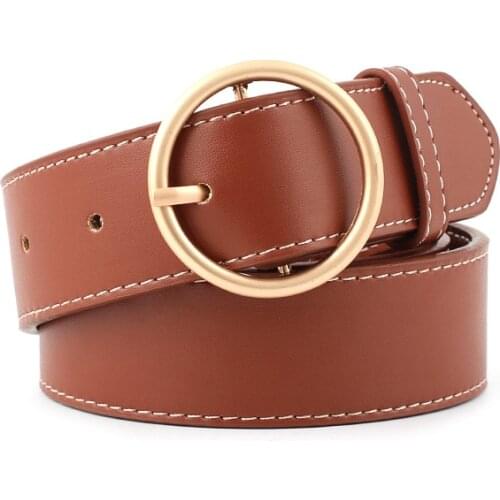 Female deduction side gold buckle silver buckle jeans wild belts for women fashion students simple New Circle Pin Buckles Belt